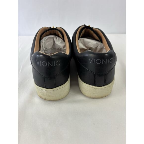 Vionic Splendid Ellis Sneakers Black Leather 7.5 Zip Up Orthotic Arch Support - Picture 4 of 9